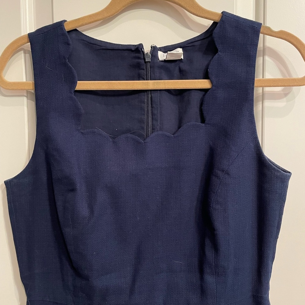 Jcrew navy scalloped hem dress size 4